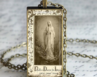 Virgin Mary Necklace, French Holy Card, Catholic Gift, Religious  Jewelry