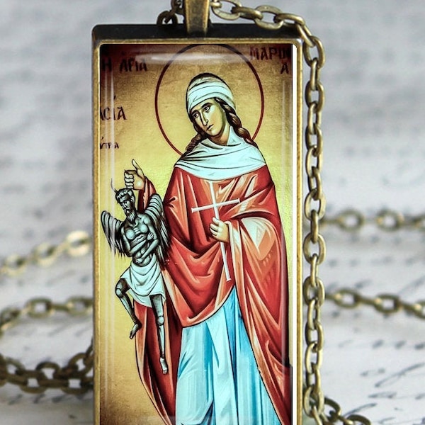 Collar de Santa Marina, icono ortodoxo griego, colgante religioso, Virgen Mártir