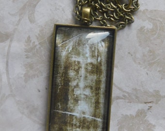 Shroud of Turin, Religious Glass Tile Pendant,  Jesus Christ,  Holy Face Necklace,Faith Gift