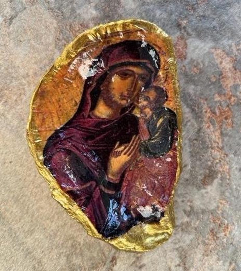 Virgin Mary Shell Virgin Mary Oyster Shell Trinket Tray, Orthodox Gift, Theotokos ...