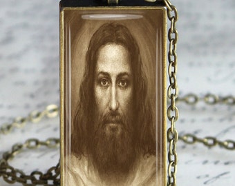 Face of Christ, Holy Face, Jesus Christ Pendant, Jesus Jewelry, Religious Glass Tile Pendant, Christian Gift