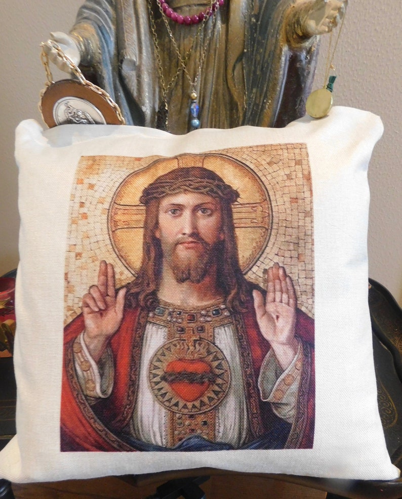 Jesus Christ Sacred Heart Pillow Cover Christian Catholic Etsy