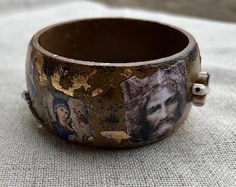 Religious Orthodox Icon Wooden Bracelet,  Decoupaged Bangle, Christian Faith Gift, Religious Bracelet ,Religious Art Jewelry