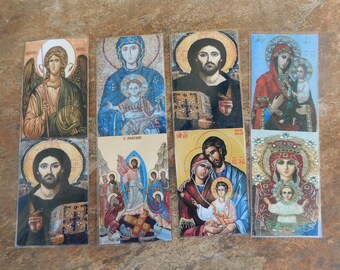 Assorted Greek Orthodox Icon Bookmarks, Christian Bible Gift, Laminated Icons