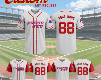Custom Puerto Rico Baseball Jersey,Custom Logo Name & Number Boston Baseball Jersey for Men Women Kids Fan, Baseball Lovers