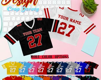 Custom Football Crop Jersey for Women,Personalized Name Number and Logo For Cheerleaders Women Team and Fans