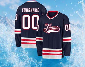 Custom Hockey Jersey Printed Stitched Personalized Name Number Logo Sports Hockey Long Sleeve for Men Women Kids Toddler Fans