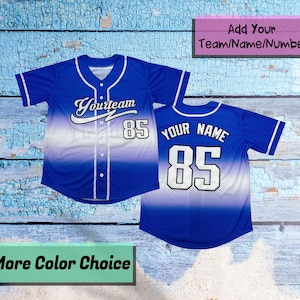 Personalized Gradient Baseball Jersey With Name Number, Custom Team Uniform Button Up Shirt, Family Jersey, Gift for Baseball Fans