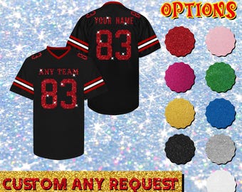 Custom Glitter Football Jersey, Personalized Sequin Stitched Jersey