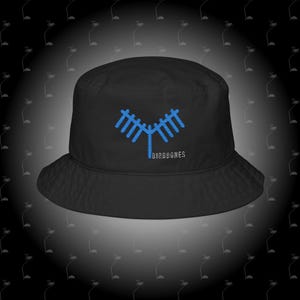 BirdBones &quot;BlueBird&quot; Embroidered Bucket Hat, Stylish Urban Accessory/Gift, Sun Protection, Streetwear Fashion