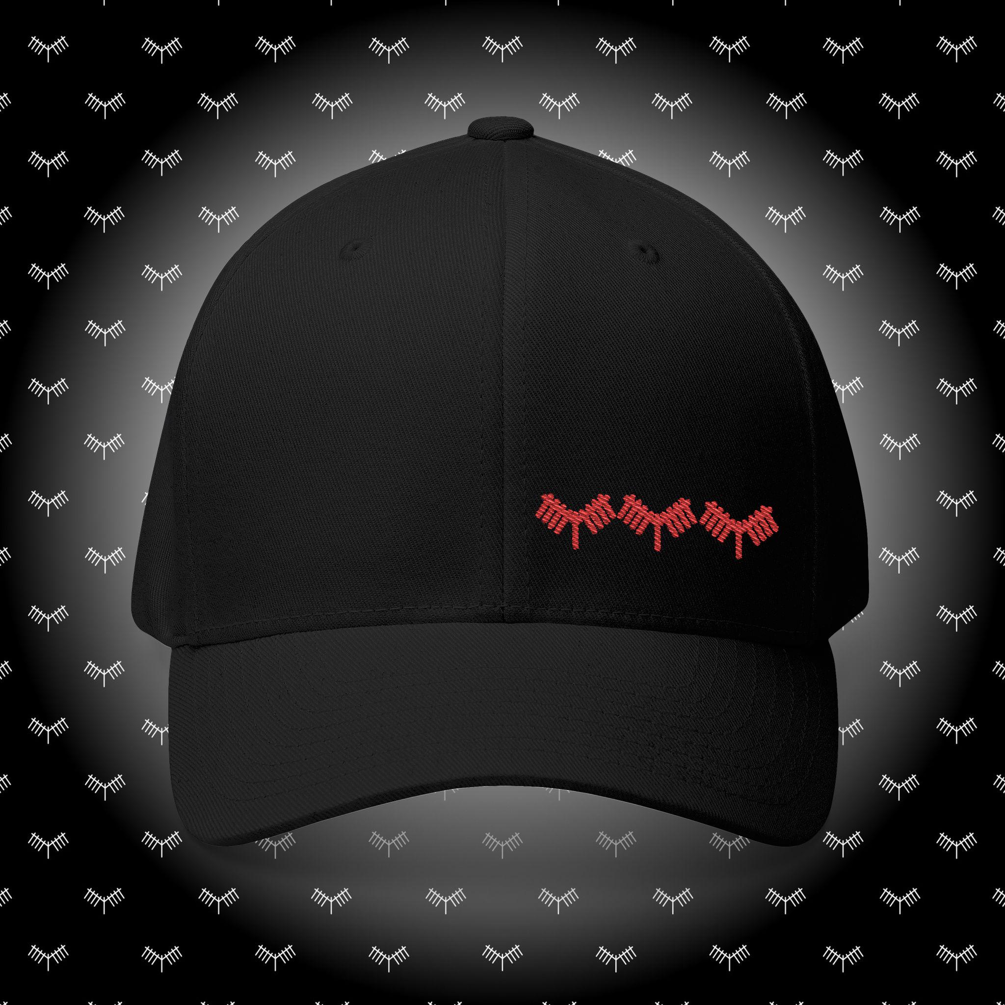 Red Bird Triptych Embroidered Stretch Hat | Birdbones Design