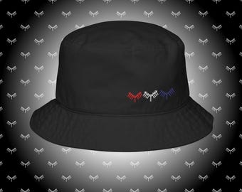 Red White Blue Bird Embroidered Bucket Hat | BirdBones Design Independence Day Bucket Hat