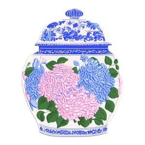 Hydrangea Ginger Jar Embroidery Design