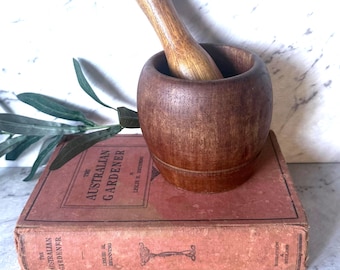 Vintage Thai Teak Mortar and Pestle Set | Rustic Kitchen Decor