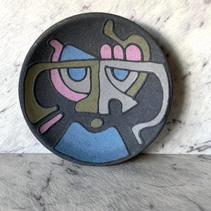 Vintage Studio Pottery Wall Plaque  – Abstract Modernist Ceramic Wall Art – Handcrafted Mid Century Style Decor