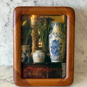 Vintage Saga Wooden Photo Frame 21x16cm | Mid Century Teak Look | Retro Decor Australia