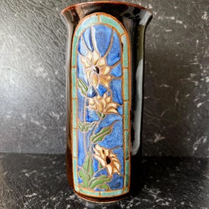 Vintage Diane Silwood Studio Pottery Vase, Australian Handcrafted Stoneware, Signed Floral Ceramic Vase,, Art Nouveau Decor