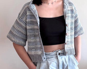 Crochet Mesh Cardigan Pattern (PDF Digital Download) – Beginner-Friendly Boxy Mesh Shirt – Everyday Wear Tutorial