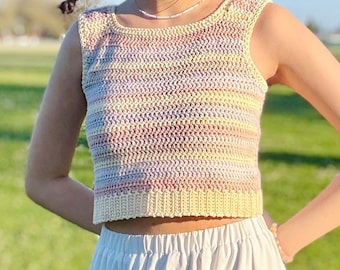 Crochet Crop Top Pattern (PDF Digital Download) – Beginner-Friendly Summer Tank Top – Cute Everyday Wear Tutorial