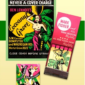 Tropical Nightclub Matchbook PRINT Exotic Girl Topless, Mature, 1930s Chicago Cocoanut Grove, Tropical Wall Art Bar Decor Print Gift for Men image 3