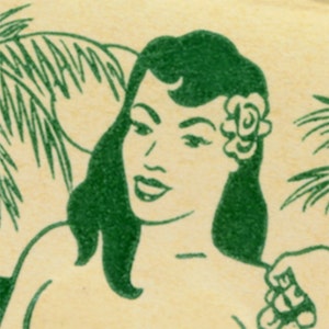 Hula Hut Mature Topless PRINT Hawaiian Girl Tiki Wall Art Tropical Bar
