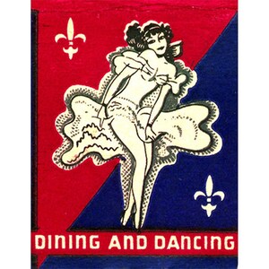 Dancing Girls PRINT French Casino Matchbook Art 1930's NY Nightclub Wall Decor Retro New York City Bar Decor Girls with 11 x 14 inch mat image 2