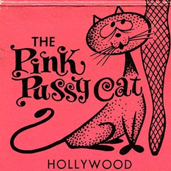 Pink Pussycat Burlesque Print, Vintage Hollywood Matchbook Art