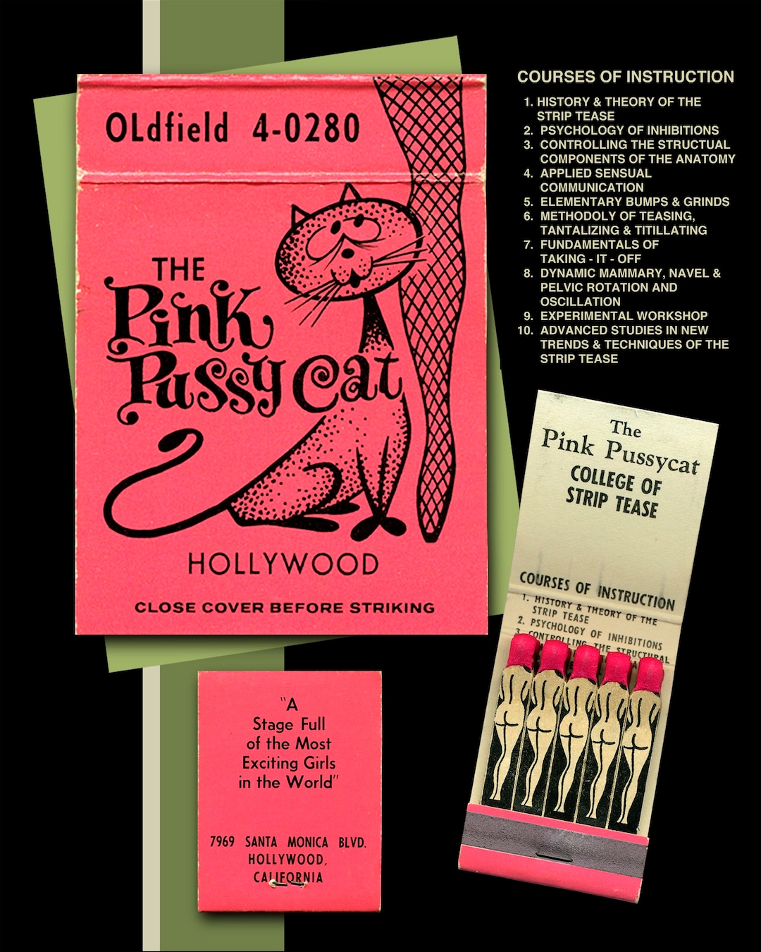 Burlesque POSTER Pink Pussycat Matchbook Hollywood Strip Tease