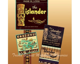 Tiki Islander POSTER Polynesian Matchbook Wall Decor Tiki Bar Decor Tropical Island Wall Art Tiki POSTER Beach Decor 16 X 20 inches