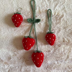 Crochet Strawberry Keychain and Bag charm
