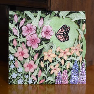 Carte rotative Les pollinisateurs - Carte Les pollinisateurs - Carte fleurs - Carte créative - Carte rotative - Carte papier découpé