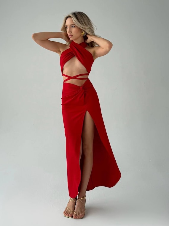 halter dress with bow in back Sami Miro Vintage main image 1