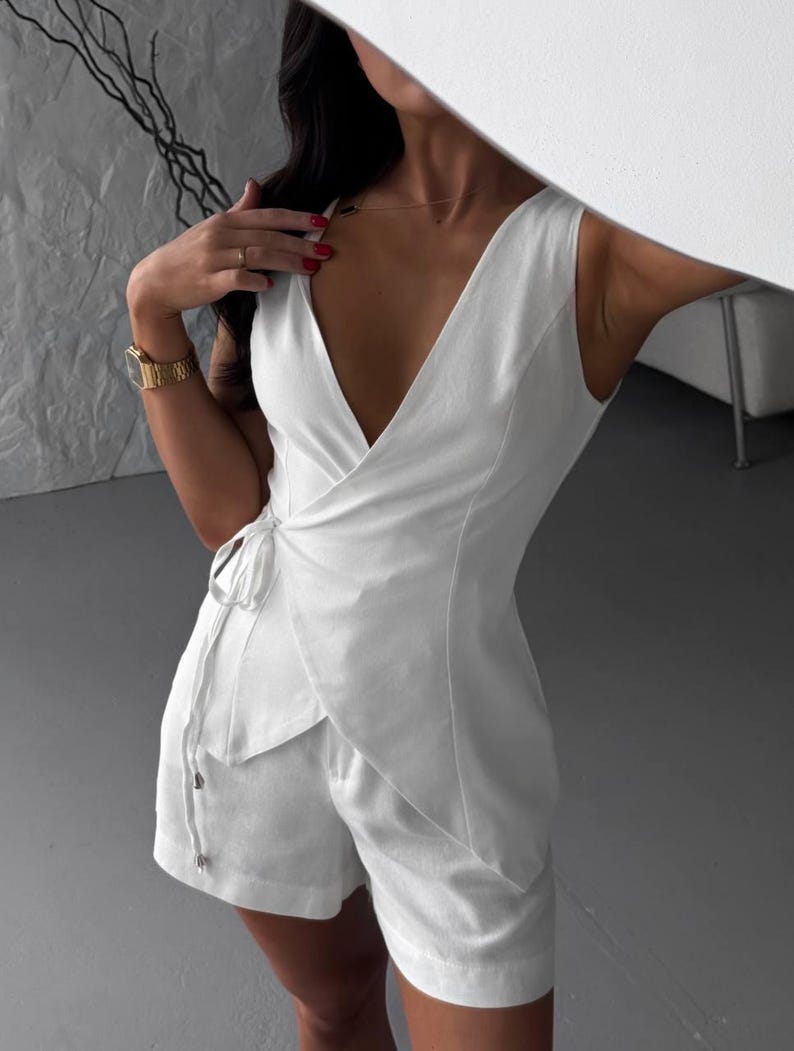 Washed Sleeveless Top & Shorts Set main image 1
