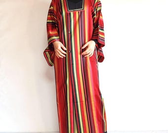 Vintage Japanse zijden haori-jas | Opvallende veelkleurige strepen, kimono-jas uit de jaren 80