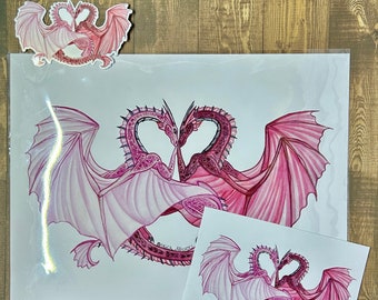 Valentines and Love Dragon Art Print