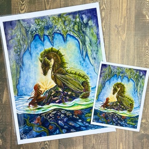La stampa artistica del drago della decima e della sirena