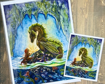 The Tithe Dragon and Mermaid Art Print