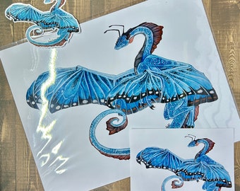 Blue Morpho Butterfly Dragon Art Print
