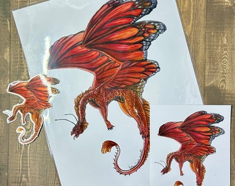 Monarch Butterfly Dragon Art Print