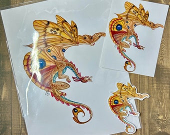 Lo Moth Dragon Art Prints and Sticker