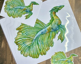 Betta Sea Dragon Art Prints, Sticker and Original