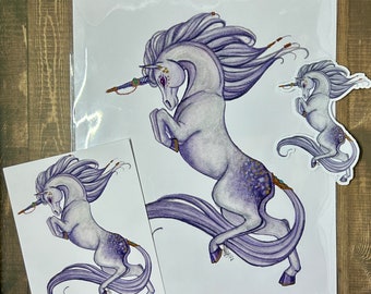 Unicorn Mythical Horse Art Prints and Vinyl Sticker