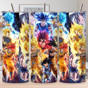 Dragon Ball Z Super Saiyan Goku Tumbler Wrap | Anime 20oz Skinny Cup Sublimation Design | DBZ Digital Art for Fans & Gifts