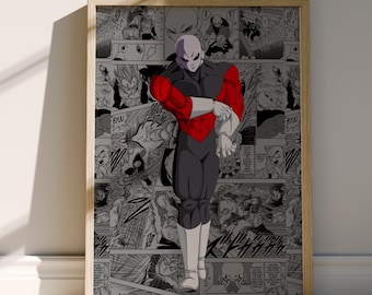 Pôster de Jiren em estilo mangá - Son Goku - Painéis de mangá selecionados - Impressão digital