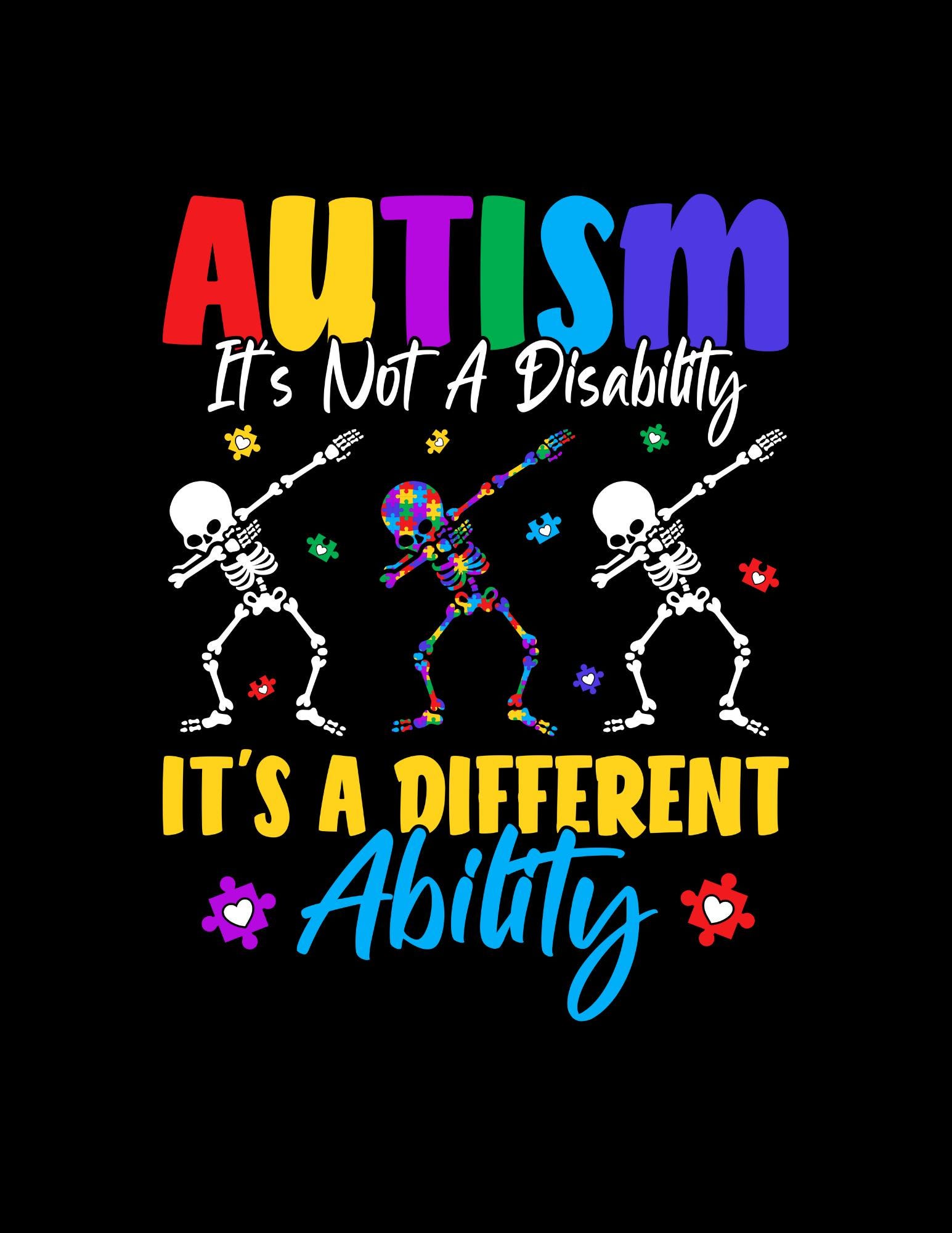 Autistic Skelleton Autism Different Ability Skeleton Design, Neurodiversity Awareness ...