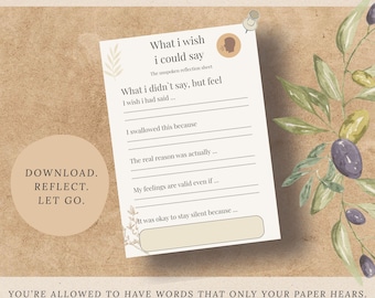 What I Wish I Could Say – The Unspoken Reflection Sheet | Printable Emotional Clarity Journal Page for Sensitive Minds & Quiet Souls