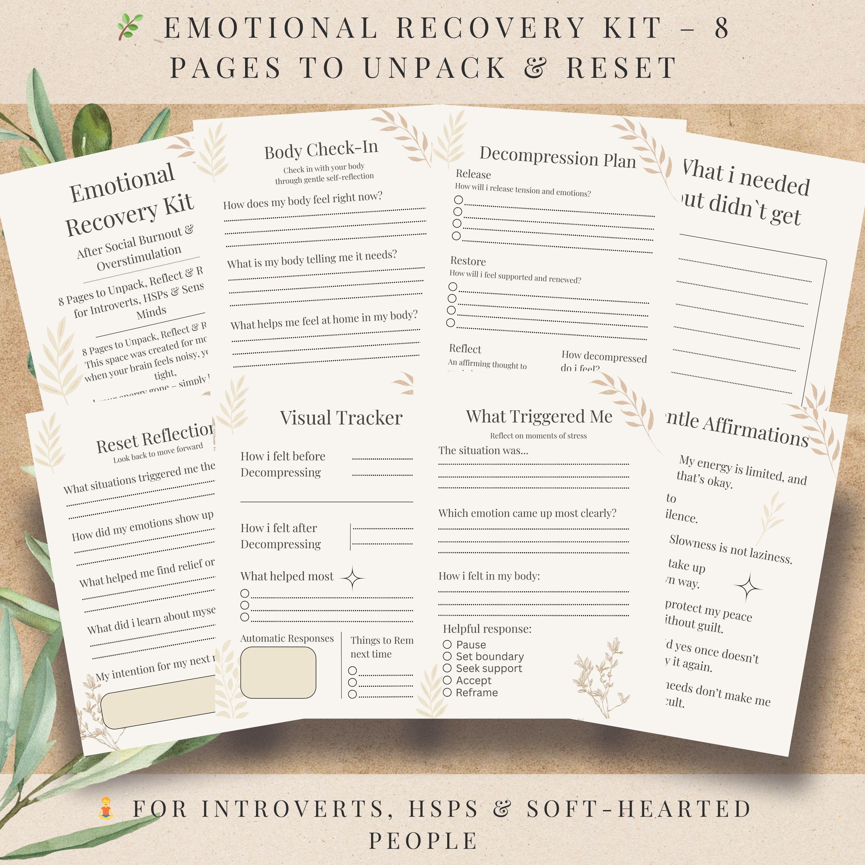 Emotional Reset Journal – 8-Page Printable Selfcare Kit for HSPs, Overwhelm & Gentle Clarity | Mental Health PDF Download