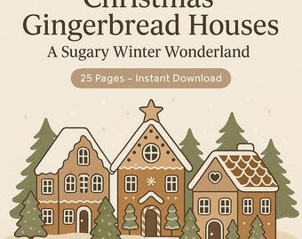 Weihnachten Lebkuchen Häuser Ausmalbilder: 25 Designs zum Ausdrucken (Digitaler Download)