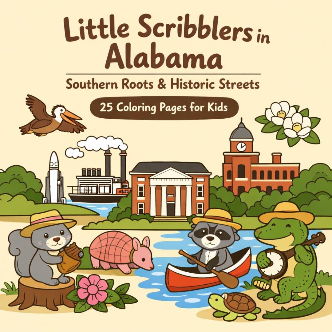 Little Scribblers Alabama Coloring Pages for Kids | Printable Alabama ...