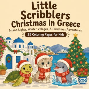 Little Scribblers Christmas in Greece | Printable Christmas Coloring Pages for Kids | Greek Holiday Adventures